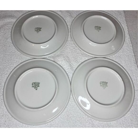 4 Vintage Red Floral Caribe China Puerto Rico Restaurant Ware Bread Plates 6.5" - Picture 2 of 4